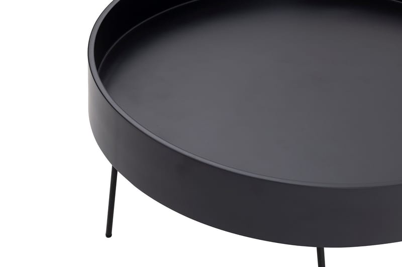 Nandan 80 cm Rundt Sofabord i Mørkt Tre - Svart - Møbler - Bord - Sofabord & salongbord