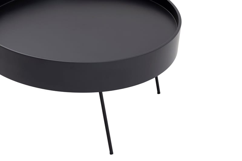 Nandan 80 cm Rundt Sofabord i Mørkt Tre - Svart - Møbler - Bord - Sofabord & salongbord
