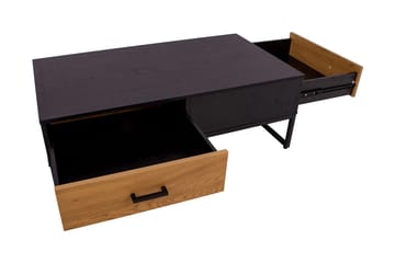 Nauerna Sofabord 110 cm med Oppbevaring 2 Skuffer - Eikefarge/Svart - Møbler - Bord - Sofabord & salongbord