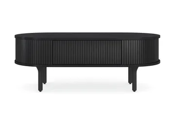 Noira Ovalt Sofabord 118 cm med Oppbevaringsskuff - Svart / Ribbet / Mørkt Tre - Møbler - Bord - Sofabord & salongbord