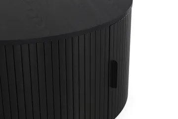 Noira Rundt Sofabord 80 cm med Oppbevaring Ribbet - Svart / Tre - Møbler - Bord - Sofabord & salongbord - Sofabord med oppbevaring