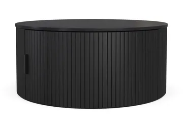 Noira Rundt Sofabord 80 cm med Oppbevaring Ribbet - Svart / Tre - Møbler - Bord - Sofabord & salongbord - Sofabord med oppbevaring