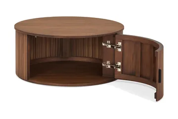 Noira Rundt Sofabord 80 cm med Oppbevaring Skuff - Valnøtt / Brunt Tre - Møbler - Bord - Sofabord & salongbord - Sofabord med oppbevaring