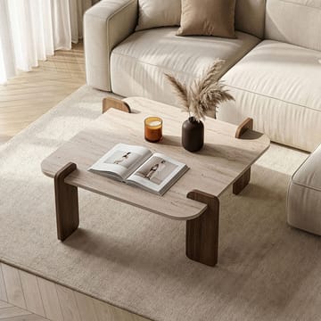 Sofabord Nordure Marais (90 x 35 x 90 cm) Travertin valnøtt - Møbler - Bord - Sofabord & salongbord