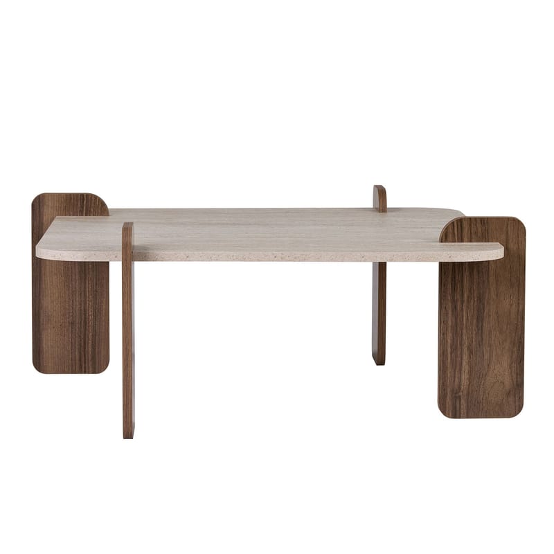Sofabord Nordure Marais (90 x 35 x 90 cm) Travertin valnøtt - Møbler - Bord - Sofabord & salongbord