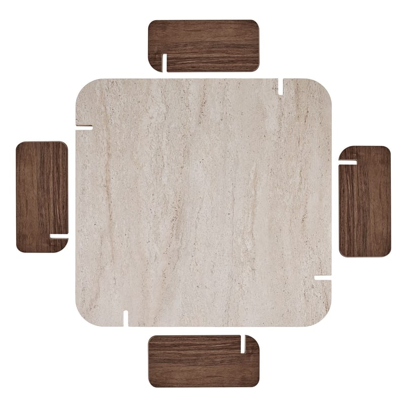 Sofabord Nordure Marais (90 x 35 x 90 cm) Travertin valnøtt - Møbler - Bord - Sofabord & salongbord