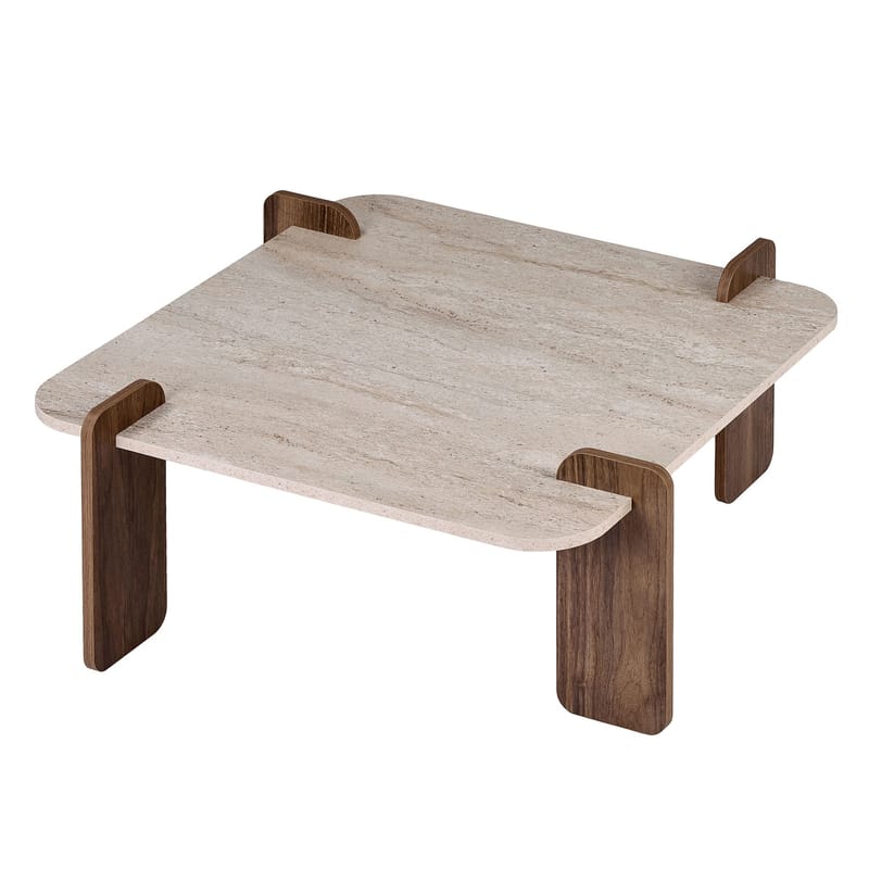 Sofabord Nordure Marais (90 x 35 x 90 cm) Travertin valnøtt - Møbler - Bord - Sofabord & salongbord