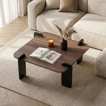 Sofabord Nordure Marais (90 x 35 x 90 cm) Valnøttre svart - Møbler - Bord - Sofabord & salongbord