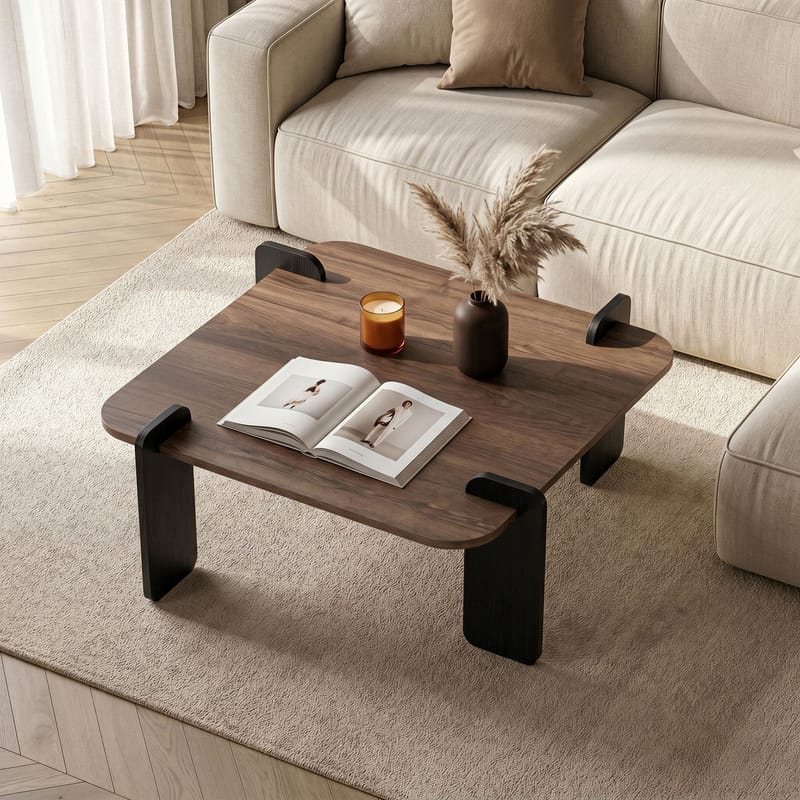 Sofabord Nordure Marais (90 x 35 x 90 cm) Valnøttre svart - Møbler - Bord - Sofabord & salongbord