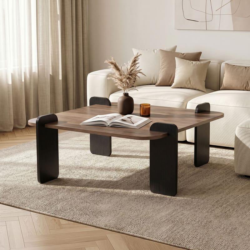 Sofabord Nordure Marais (90 x 35 x 90 cm) Valnøttre svart - Møbler - Bord - Sofabord & salongbord