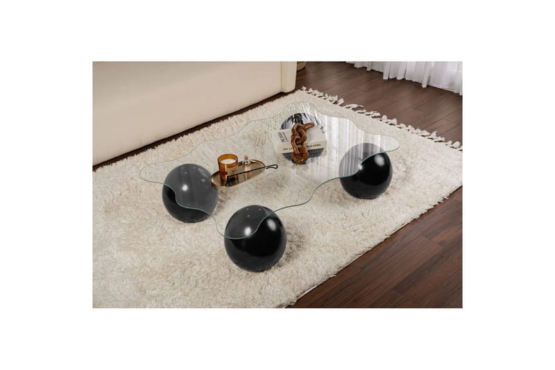 Sofabord Nordure Sofabord Elinville svart / transparent Svart,hvit - Møbler - Bord - Sofabord & salongbord