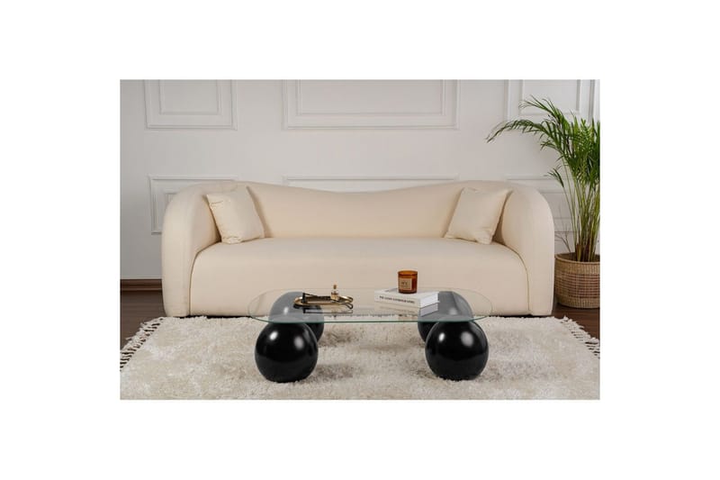 Sofabord Nordure Sofabord Maroulburg Svart / Transparent Svart,hvit - Møbler - Bord - Sofabord & salongbord