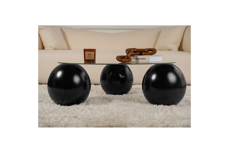 Sofabord Nordure Sofabord Sibas Svart / Transparent Svart, sølv - Møbler - Bord - Sofabord & salongbord