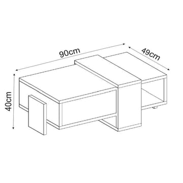 Norell Sofabord 90x40x49 cm - Travertin og antrasitt - Møbler - Bord - Sofabord & salongbord - Sofabord med oppbevaring