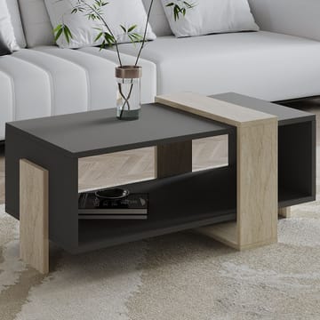 Norell Sofabord 90x40x49 cm - Travertin og antrasitt - Møbler - Bord - Sofabord & salongbord - Sofabord med oppbevaring