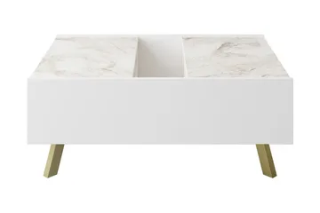 Ocotla Sofabord 90 cm med Oppbevaring Marmormønster - Hvit/Mørkebrun - Møbler - Bord - Sofabord & salongbord - Sofabord med oppbevaring