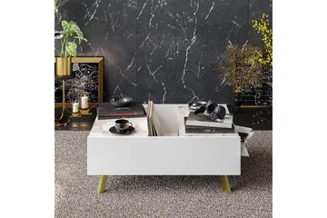 Ocotla Sofabord 90 cm med Oppbevaring Marmormønster - Hvit/Mørkebrun - Møbler - Bord - Sofabord & salongbord - Sofabord med oppbevaring