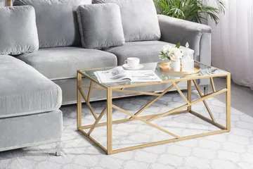 Orland Sofabord 100 cm - Glass/Gull - Møbler - Bord - Sofabord & salongbord