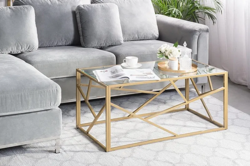 Orland Sofabord 100 cm - Glass/Gull - Møbler - Bord - Sofabord & salongbord