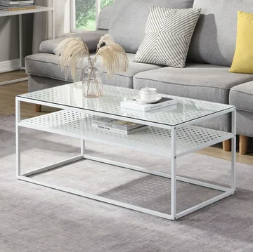 Orvanel sofabord 100 cm - Gjennomsiktig og matt hvit - Møbler - Bord - Sofabord & salongbord - Sofabord med oppbevaring