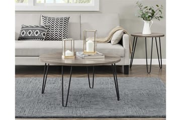 Owen Sofabord 90 cm Ovalt Rundt Grå/Svart - Dorel Home - Møbler - Bord - Sofabord & salongbord