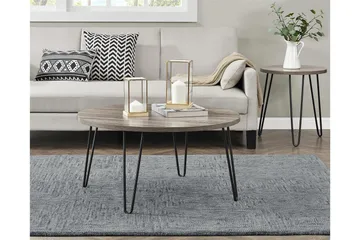 Owen Sofabord 90 cm Ovalt Rundt Grå/Svart - Dorel Home - Møbler - Bord - Sofabord & salongbord