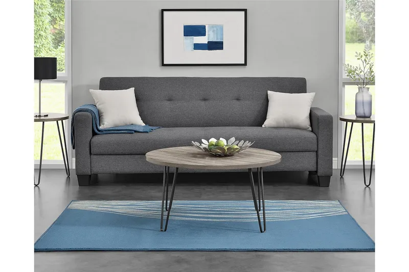 Owen Sofabord 90 cm Ovalt Rundt Grå/Svart - Dorel Home - Møbler - Bord - Sofabord & salongbord