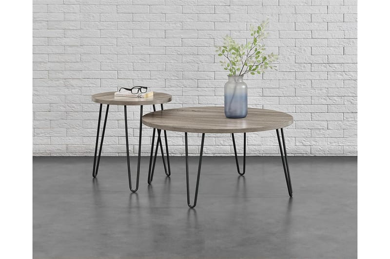 Owen Sofabord 90 cm Ovalt Rundt Grå/Svart - Dorel Home - Møbler - Bord - Sofabord & salongbord