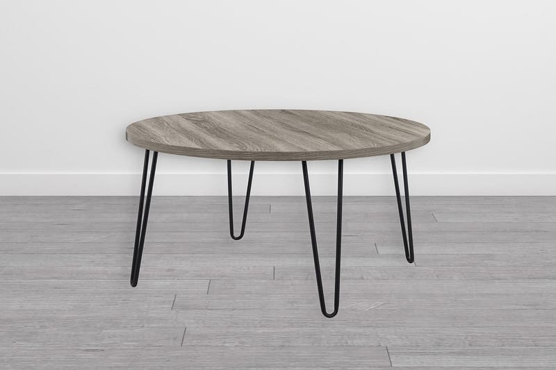 Owen Sofabord 90 cm Ovalt Rundt Grå/Svart - Dorel Home - Møbler - Bord - Sofabord & salongbord