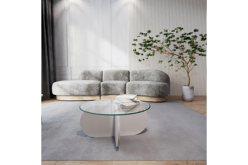 Pakalni Sofabord 75x35x75 cm Rundt - Hvit - Møbler - Bord - Sofabord & salongbord