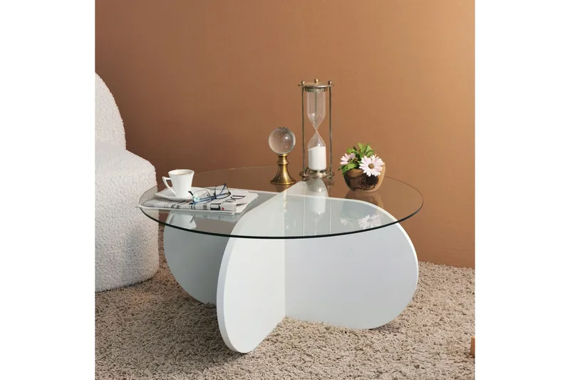 Pakalni Sofabord 75x35x75 cm Rundt - Hvit - Møbler - Bord - Sofabord & salongbord