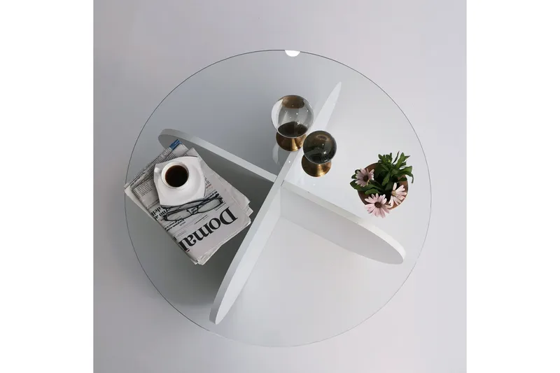 Pakalni Sofabord 75x35x75 cm Rundt - Hvit - Møbler - Bord - Sofabord & salongbord