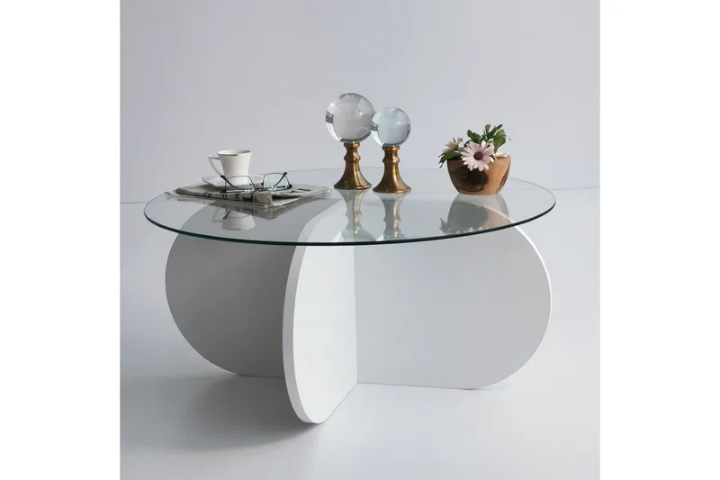 Pakalni Sofabord 75x35x75 cm Rundt - Hvit - Møbler - Bord - Sofabord & salongbord