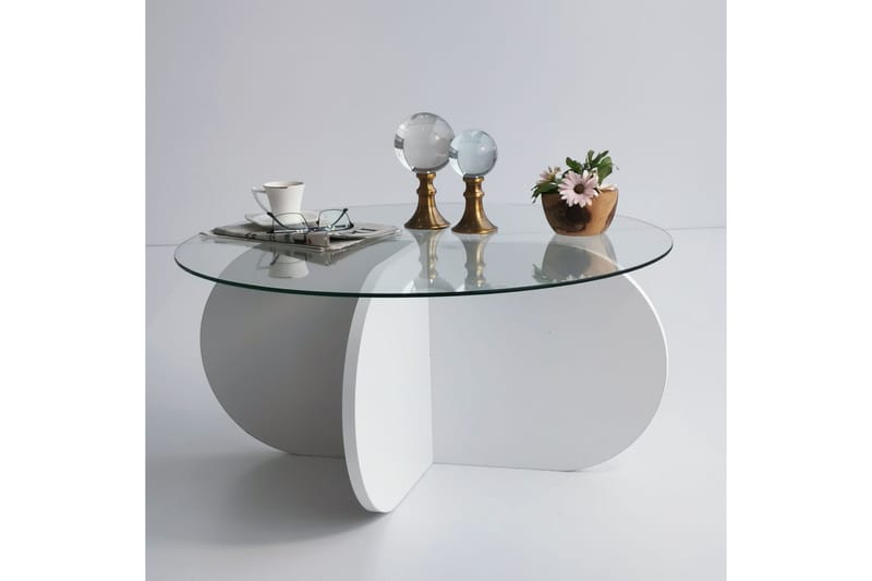 Pakalni Sofabord 75x35x75 cm Rundt - Hvit - Møbler - Bord - Sofabord & salongbord