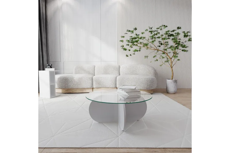 Pakalni Sofabord 75x35x75 cm Rundt - Hvit - Møbler - Bord - Sofabord & salongbord