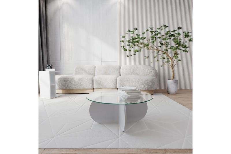 Pakalni Sofabord 75x35x75 cm Rundt - Hvit - Møbler - Bord - Sofabord & salongbord