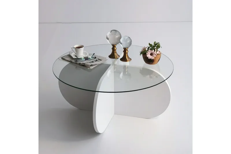 Pakalni Sofabord 75x35x75 cm Rundt - Hvit - Møbler - Bord - Sofabord & salongbord