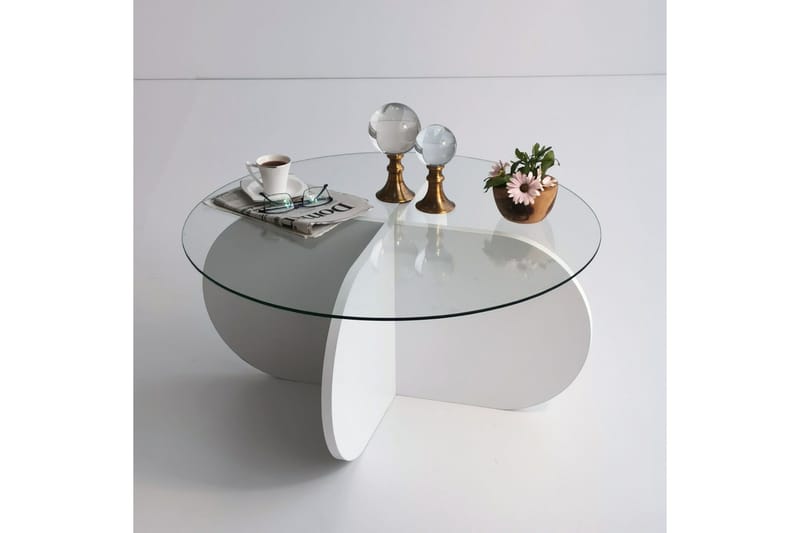 Pakalni Sofabord 75x35x75 cm Rundt - Hvit - Møbler - Bord - Sofabord & salongbord