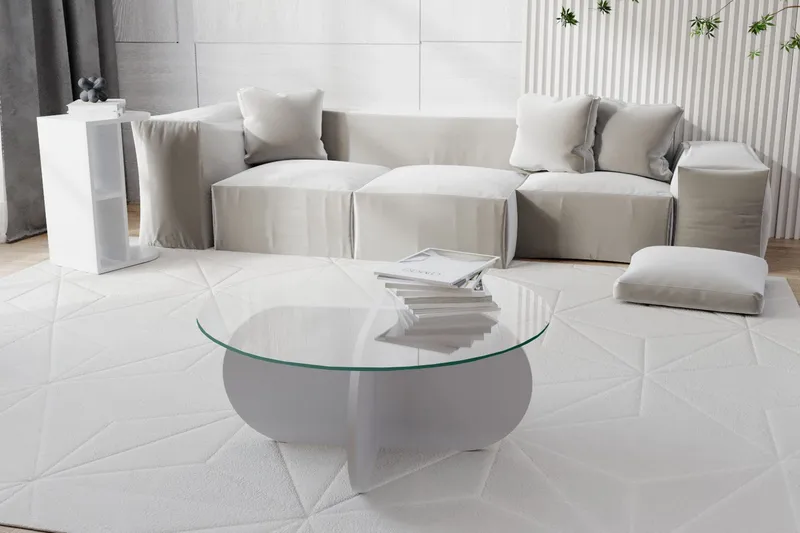 Pakalni Sofabord 75x35x75 cm Rundt - Hvit - Møbler - Bord - Sofabord & salongbord