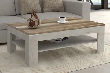 Perkhill Sofabord 120 cm med Oppbevaringshylle - Brun/Grå - Møbler - Bord - Sofabord & salongbord