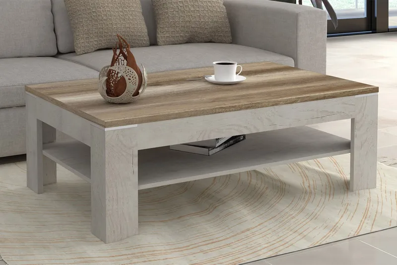 Perkhill Sofabord 120 cm med Oppbevaringshylle - Brun/Grå - Møbler - Bord - Sofabord & salongbord