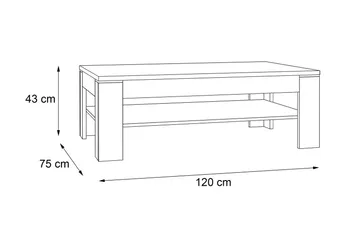 Perkhill Sofabord 120 cm med Oppbevaringshylle - Brun/Grå - Møbler - Bord - Sofabord & salongbord
