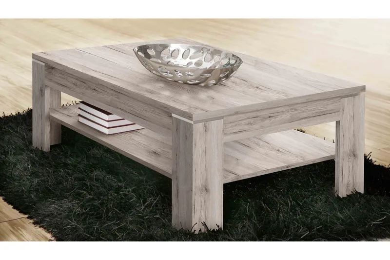 Perkhill Sofabord 120 cm med Oppbevaringshylle - Brun/Natur - Møbler - Bord - Sofabord & salongbord