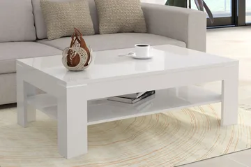 Perkhill Sofabord 120 cm med Oppbevaringshylle - Hvit - Møbler - Bord - Sofabord & salongbord