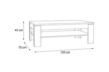 Perkhill Sofabord 120 cm med Oppbevaringshylle - Hvit - Møbler - Bord - Sofabord & salongbord - Sofabord med oppbevaring