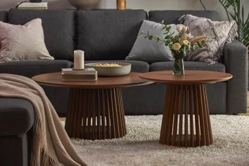 Peyra Rundt Sofabord 86 cm - Valnøtt - Møbler - Bord - Sofabord & salongbord