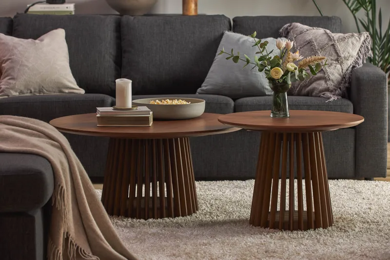 Peyra Rundt Sofabord 86 cm - Valnøtt - Møbler - Bord - Sofabord & salongbord