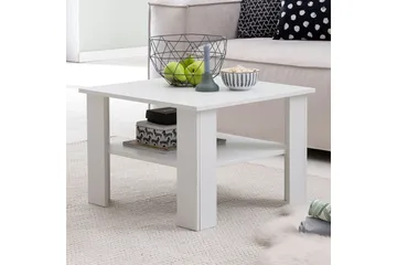 Podsiad 60 cm Firkantet Sofabord med Oppbevaring i Malt Tre - Hvit - Møbler - Bord - Sofabord & salongbord
