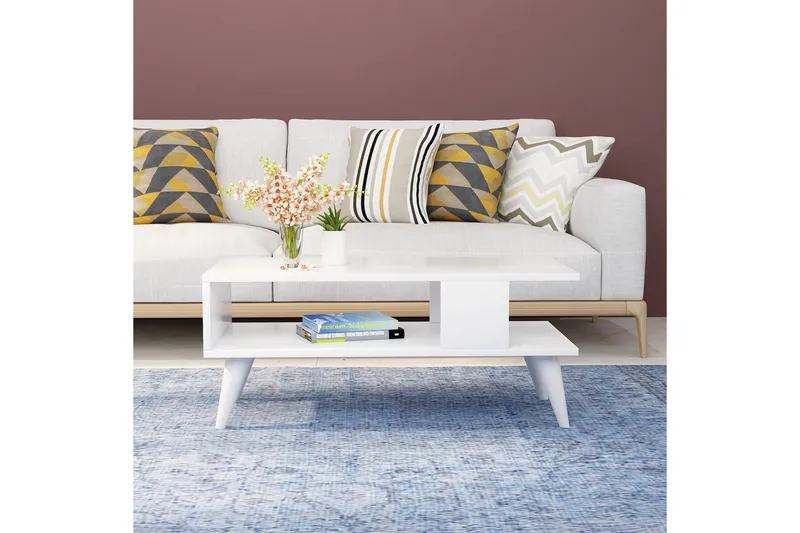 Puijas Sofabord 90x40x90 cm - Hvit - Møbler - Bord - Sofabord & salongbord