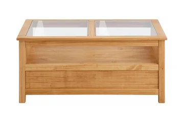 Purnima Sofabord 100 cm med Oppbevaring 2 Skuffer + Hylle - Glass/Brun - Møbler - Bord - Sofabord & salongbord